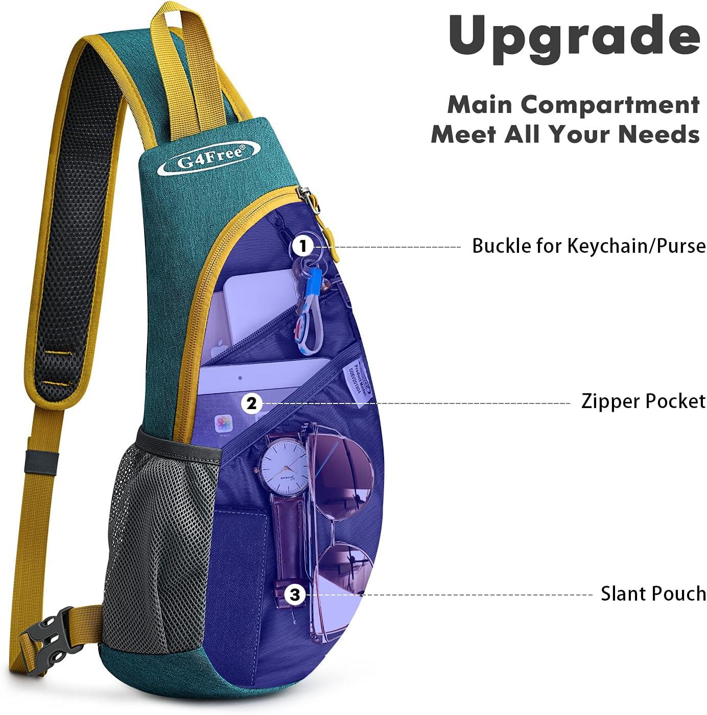 imageG4Free Sling Bag for Men Women Small Crossbody Backpack Lightweight Chest Shoulder Bags for Travel Outdoor and Sports BlackPeacock Blue