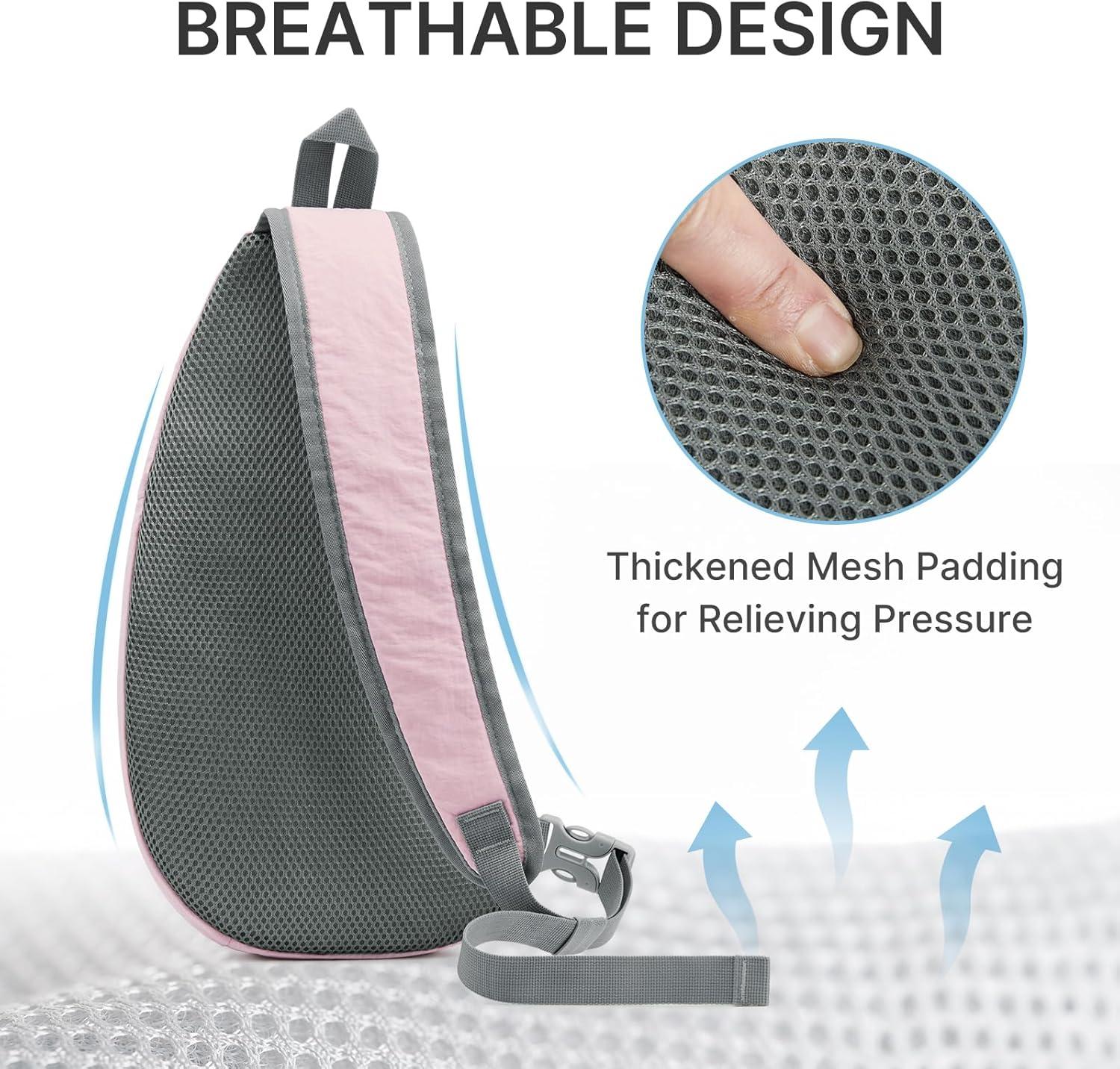 imageG4Free Sling Bag for Men Women Small Crossbody Backpack Lightweight Chest Shoulder Bags for Travel Outdoor and Sports BlackPink