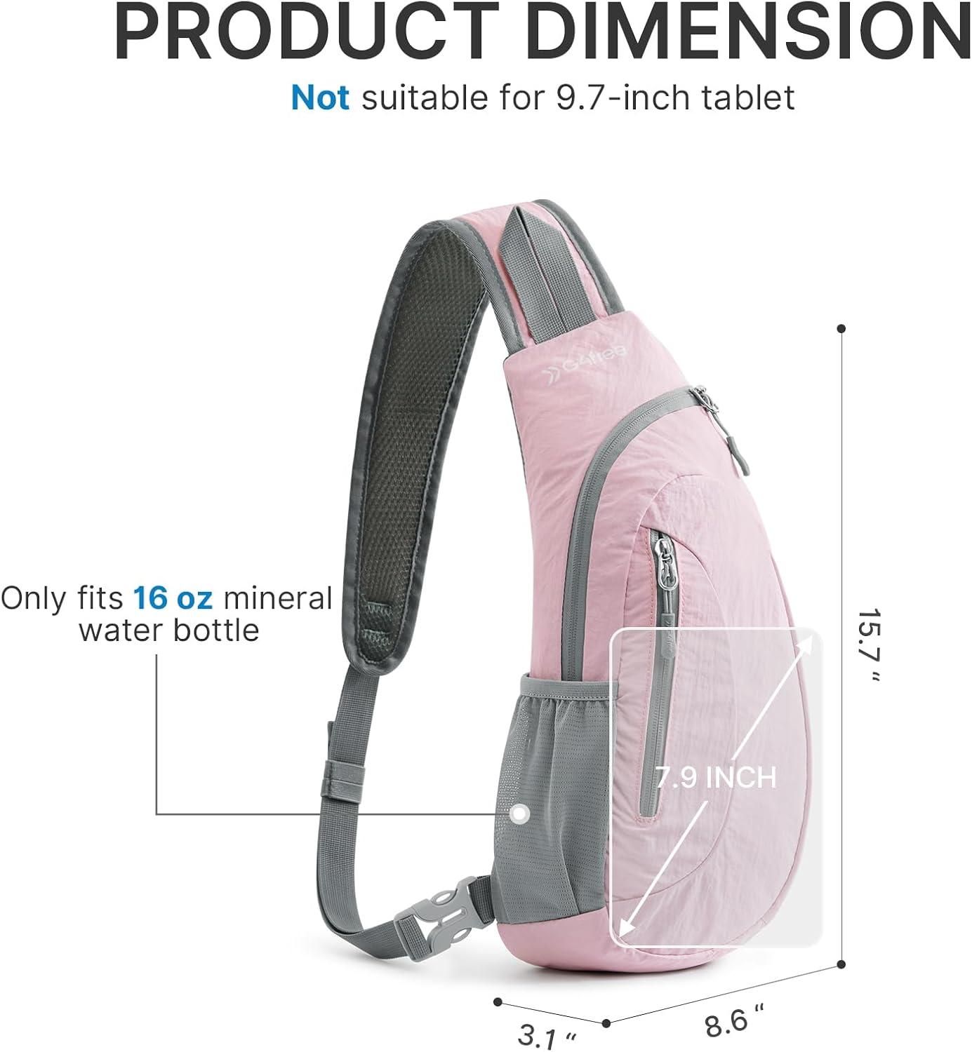 imageG4Free Sling Bag for Men Women Small Crossbody Backpack Lightweight Chest Shoulder Bags for Travel Outdoor and Sports BlackPink