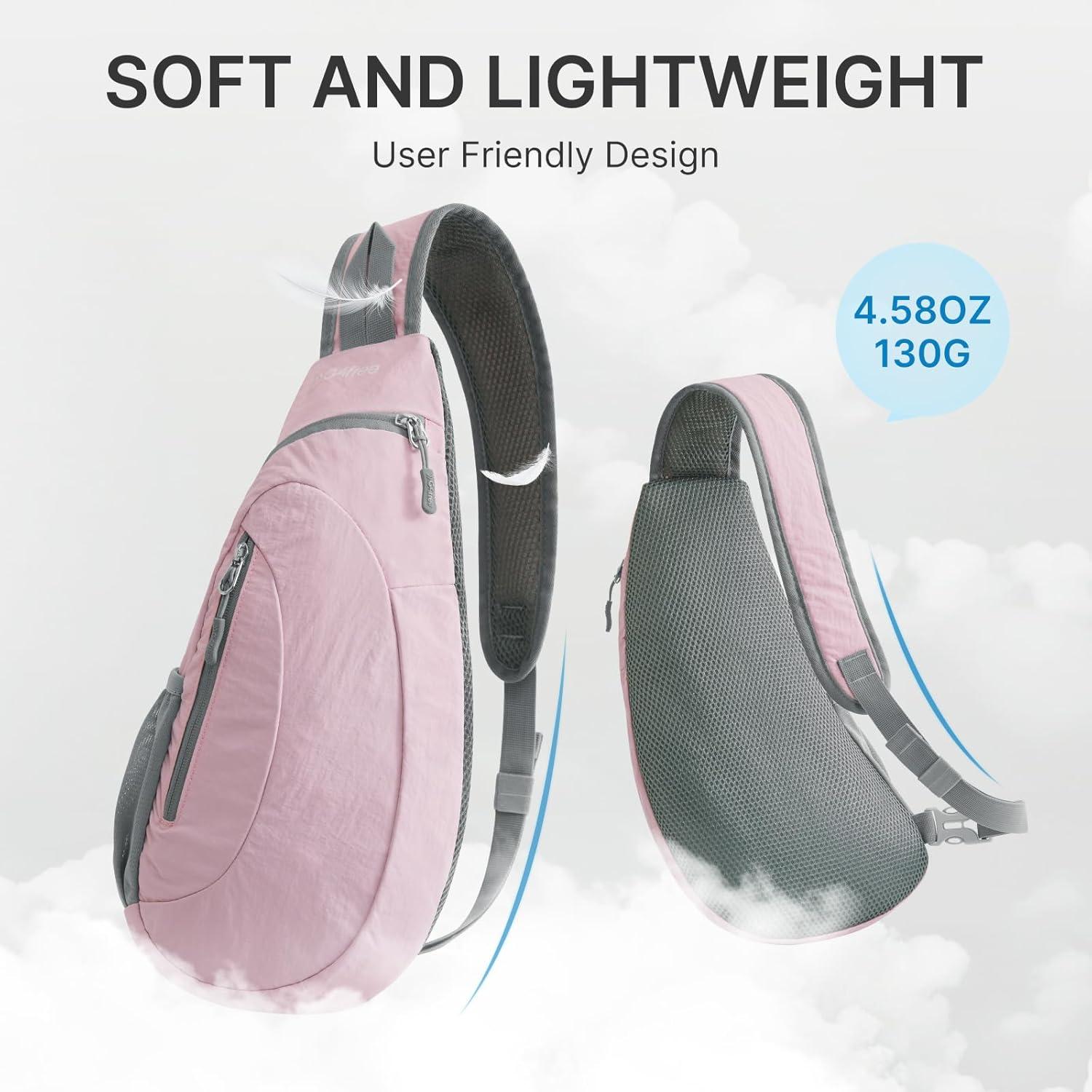 imageG4Free Sling Bag for Men Women Small Crossbody Backpack Lightweight Chest Shoulder Bags for Travel Outdoor and Sports BlackPink