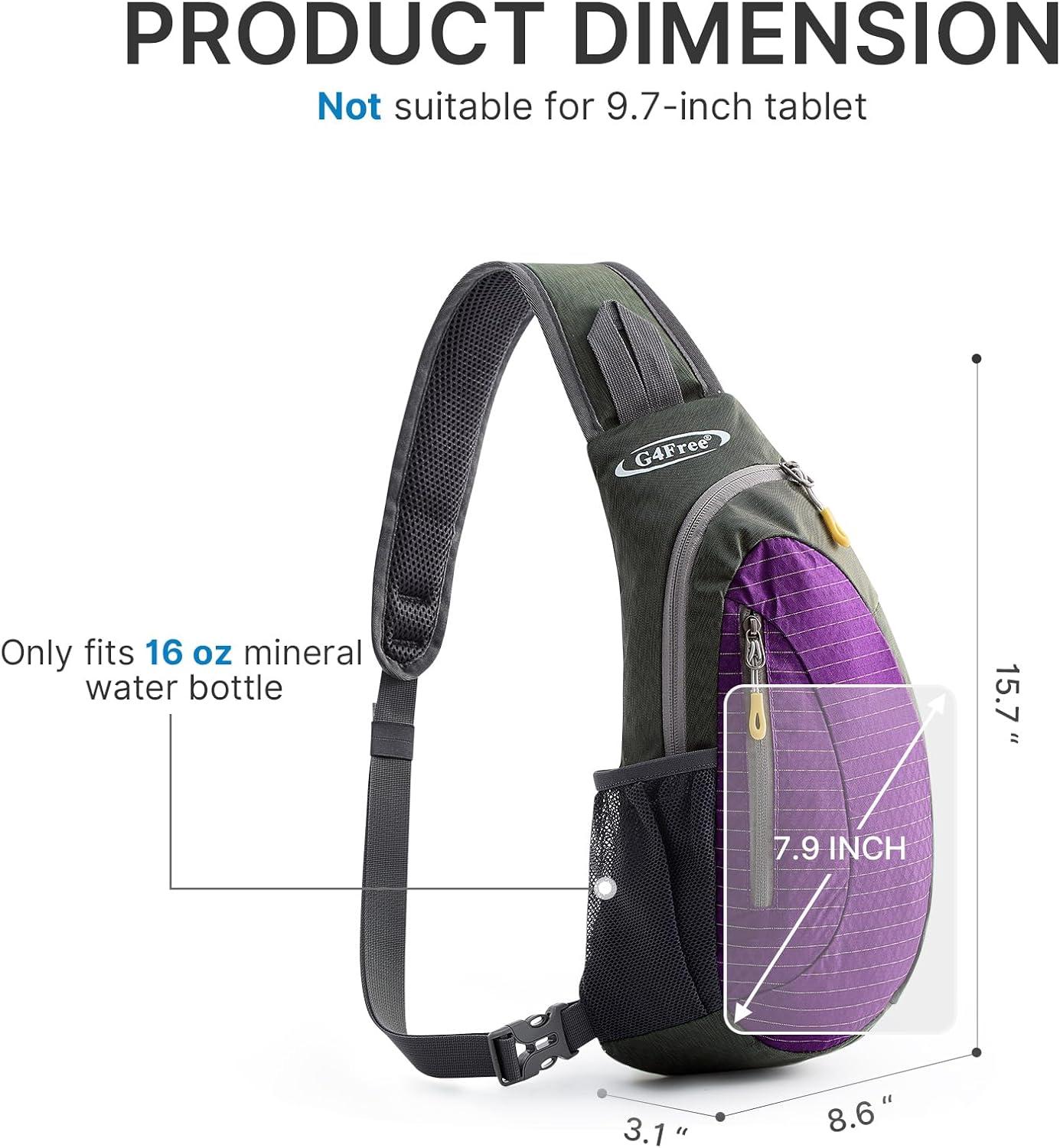 imageG4Free Sling Bag for Men Women Small Crossbody Backpack Lightweight Chest Shoulder Bags for Travel Outdoor and Sports BlackPurple