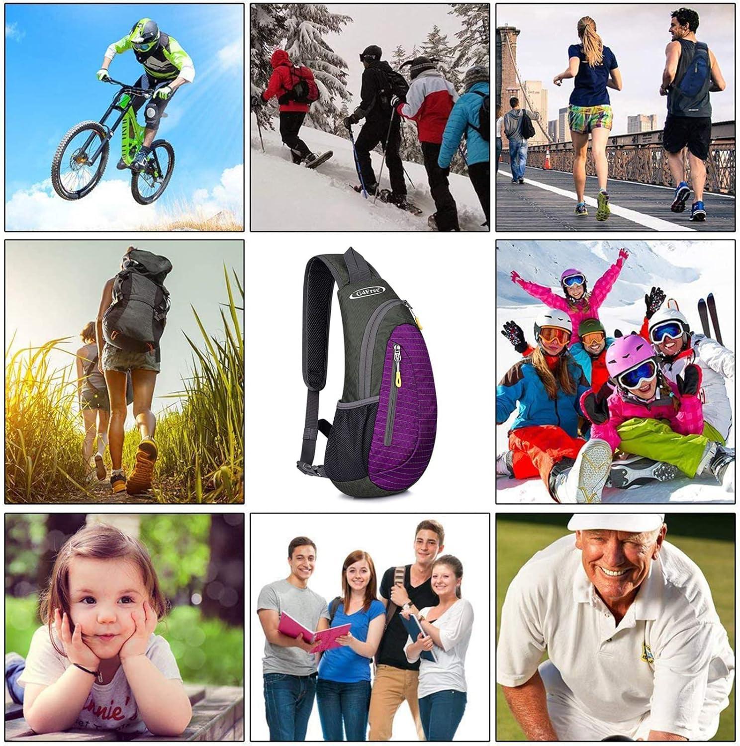imageG4Free Sling Bag for Men Women Small Crossbody Backpack Lightweight Chest Shoulder Bags for Travel Outdoor and Sports BlackPurple