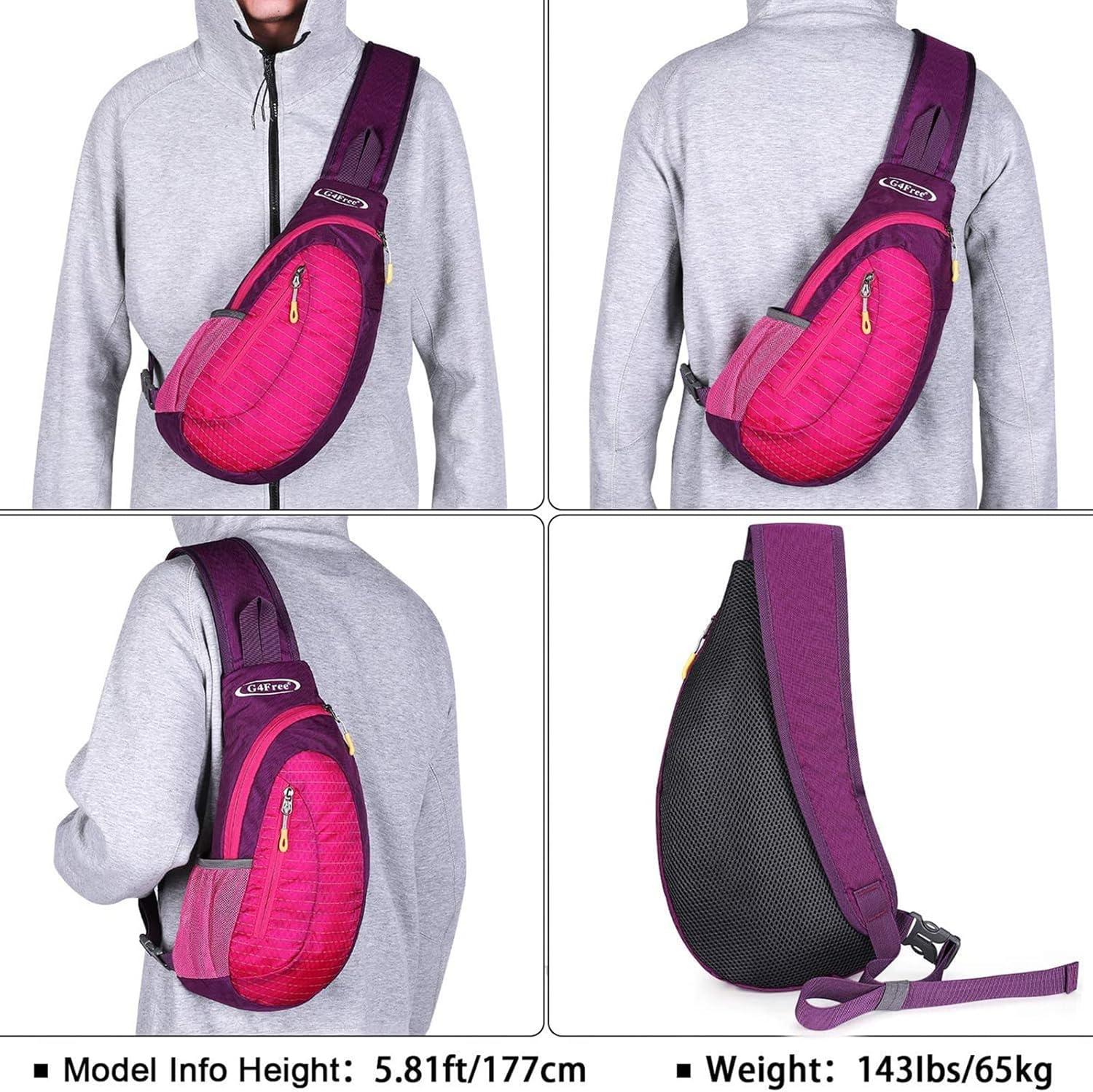 imageG4Free Sling Bag for Men Women Small Crossbody Backpack Lightweight Chest Shoulder Bags for Travel Outdoor and Sports BlackRose