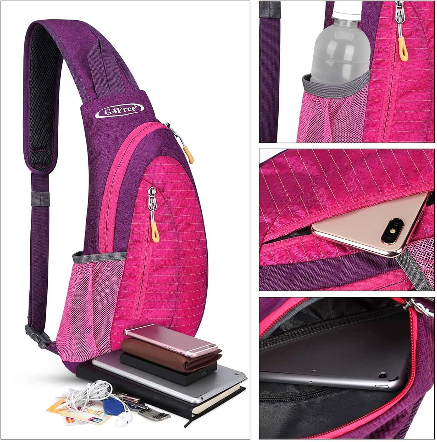 imageG4Free Sling Bag for Men Women Small Crossbody Backpack Lightweight Chest Shoulder Bags for Travel Outdoor and Sports BlackRose