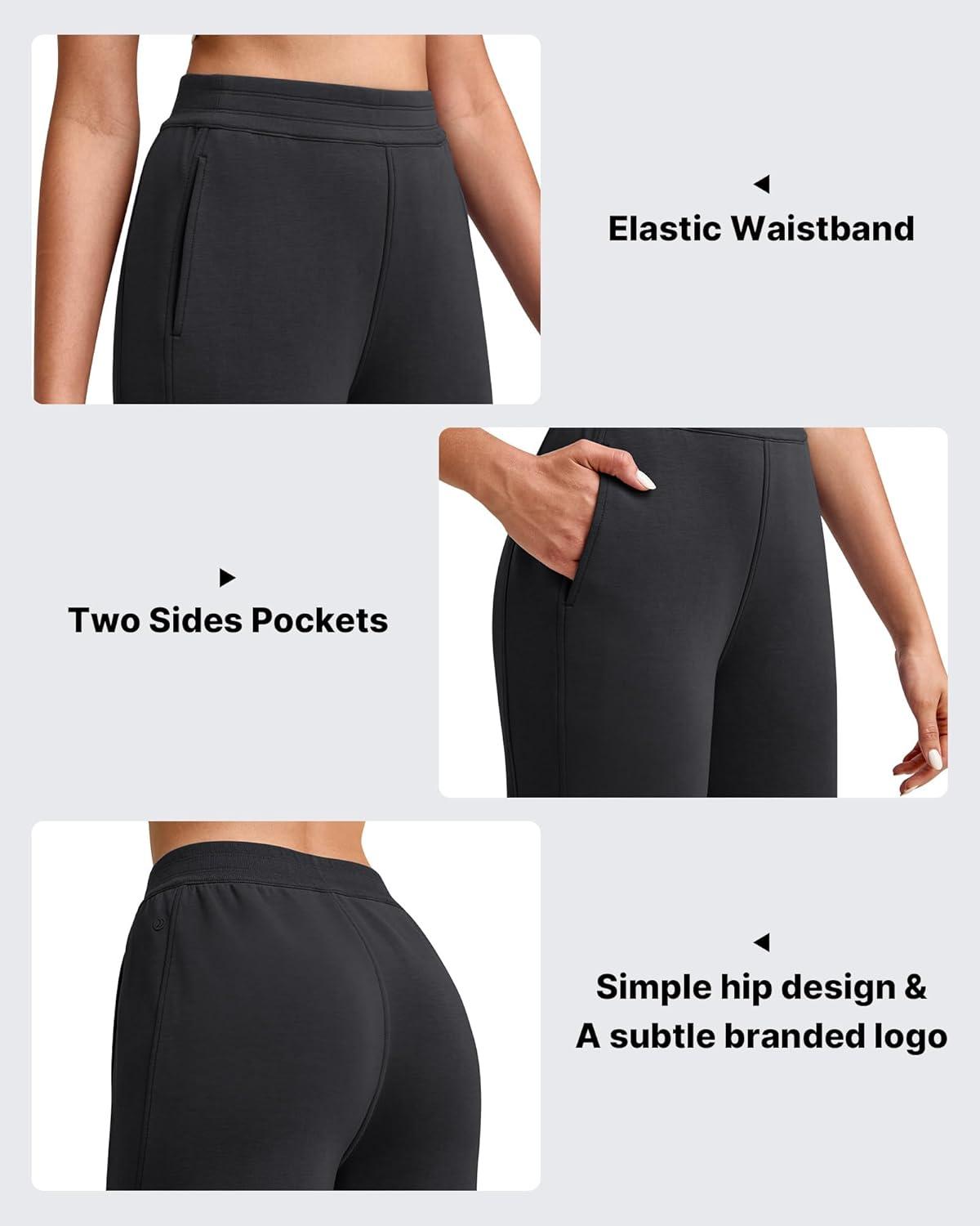 imageG4Free Smoofit Modal Soft 24quot26quot28quot Wide Leg Ankle Sweatpants for Women Elastic Waist 78 Length Golf Casual PantsBlack