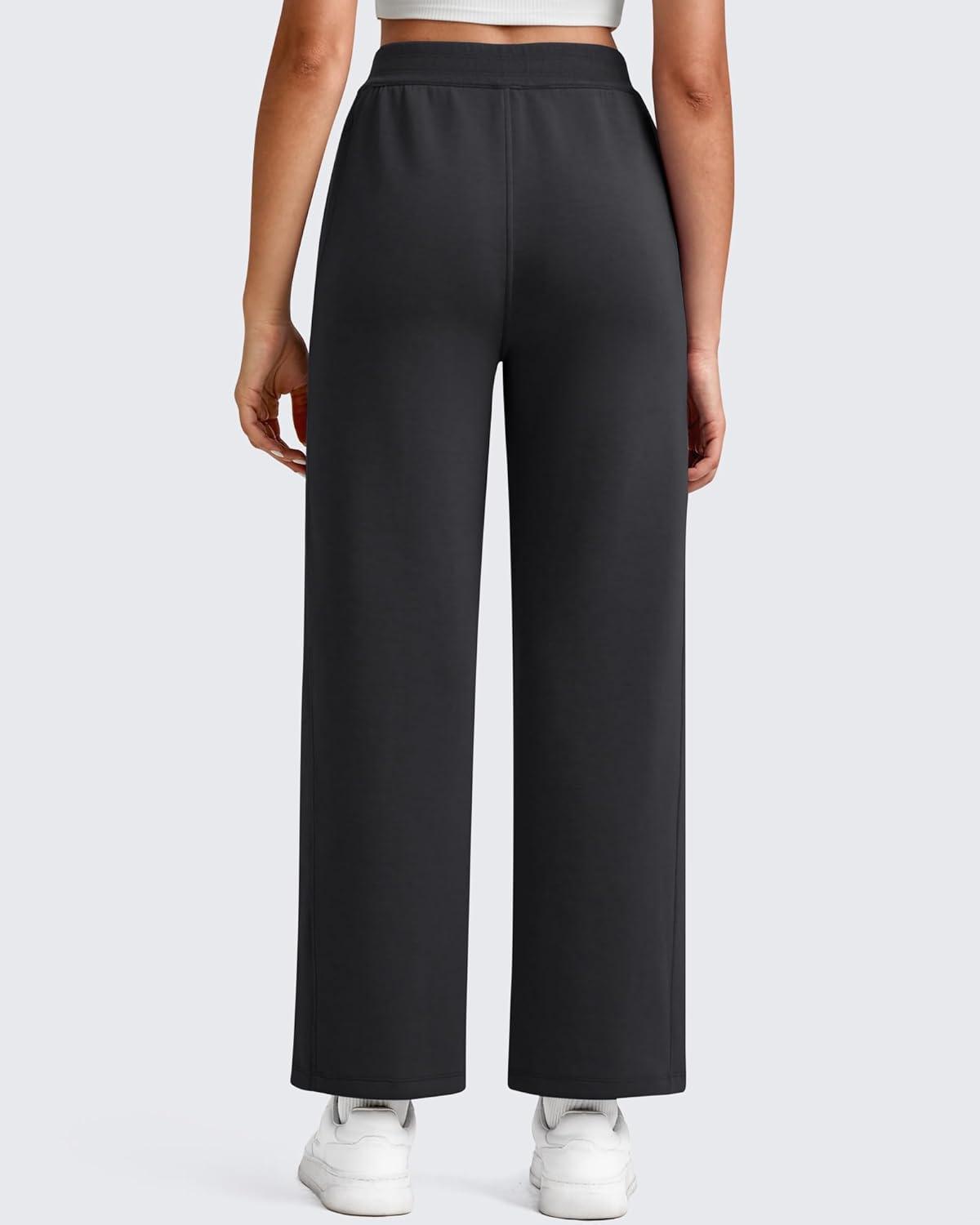 imageG4Free Smoofit Modal Soft 24quot26quot28quot Wide Leg Ankle Sweatpants for Women Elastic Waist 78 Length Golf Casual PantsBlack