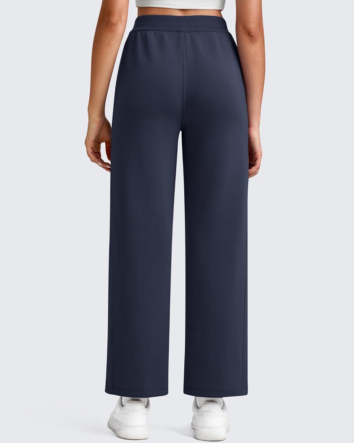 imageG4Free Smoofit Modal Soft 24quot26quot28quot Wide Leg Ankle Sweatpants for Women Elastic Waist 78 Length Golf Casual PantsDark Blue