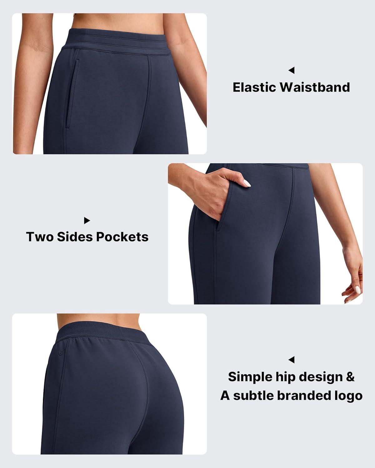 imageG4Free Smoofit Modal Soft 24quot26quot28quot Wide Leg Ankle Sweatpants for Women Elastic Waist 78 Length Golf Casual PantsDark Blue
