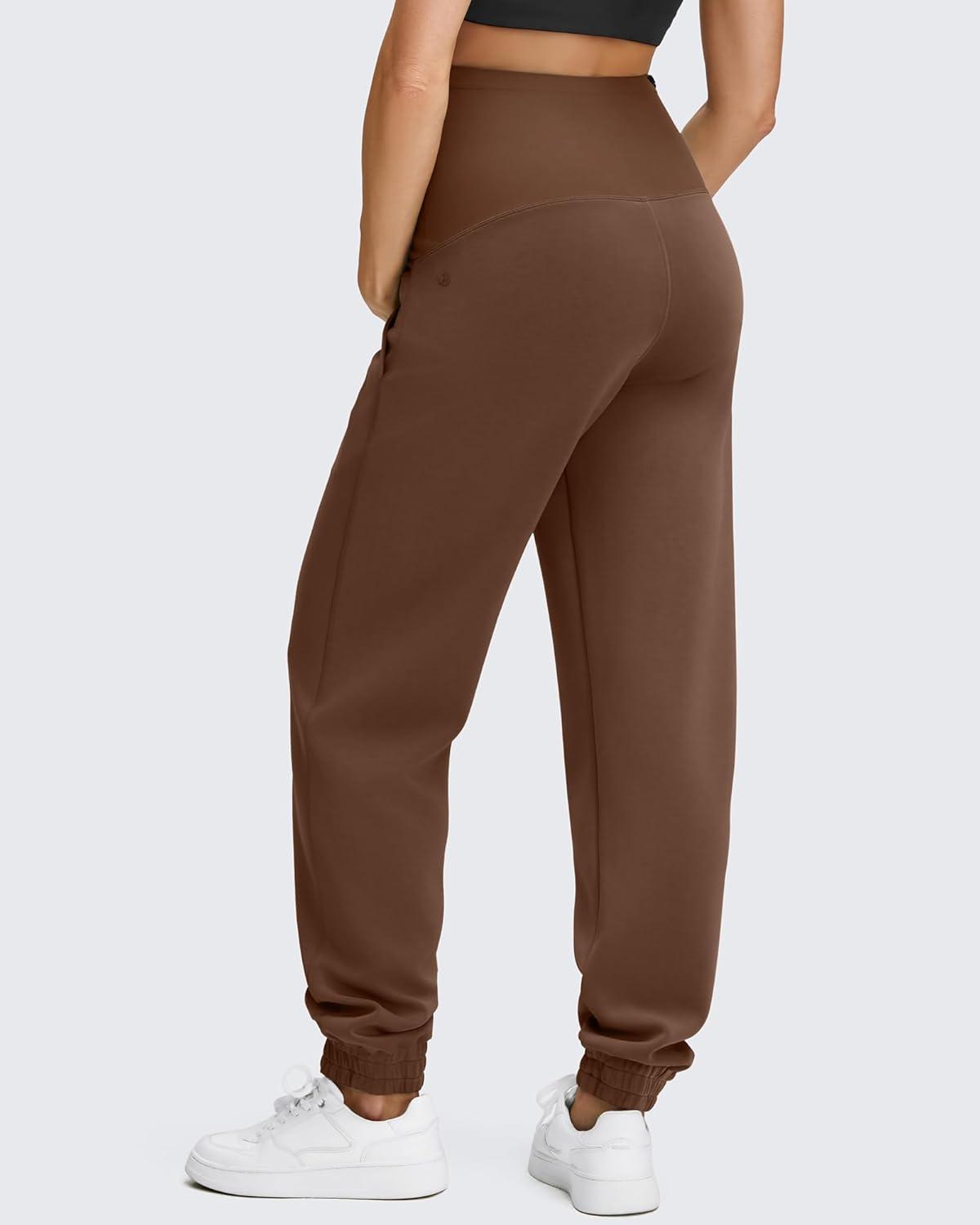 imageG4Free Smoofit Modal Soft Maternity Joggers with Pockets Over The Belly Pregnancy Casual SweatpantsDark Coffee