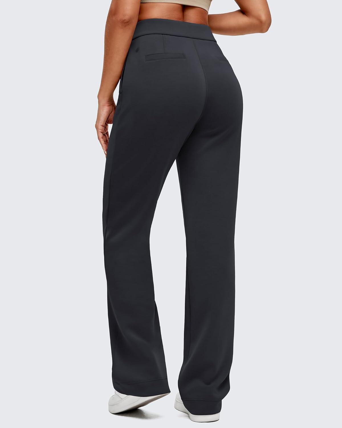 imageG4Free Smoofit Modal Soft Straight Leg Sweatpants for Women Elastic High Waist Casual Lounge Dress Pants with PocketsBlack