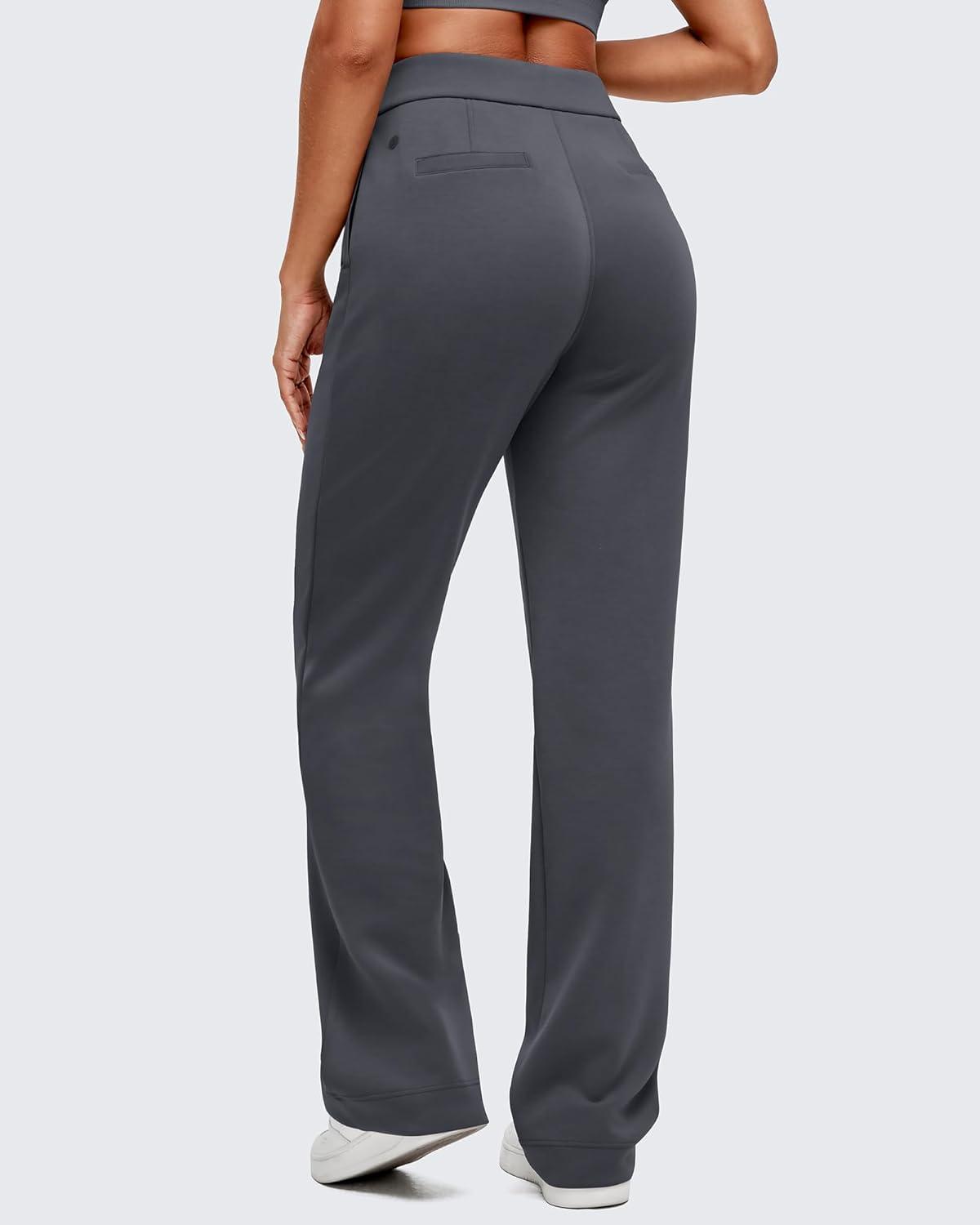 imageG4Free Smoofit Modal Soft Straight Leg Sweatpants for Women Elastic High Waist Casual Lounge Dress Pants with PocketsDark Gray