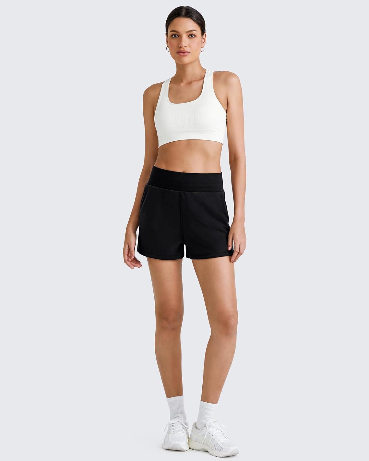 imageG4Free Smoofit Modal Soft Sweat Shorts for Women High Waist Athletic Shorts for Summer Casual Relaxed with PocketsBlack