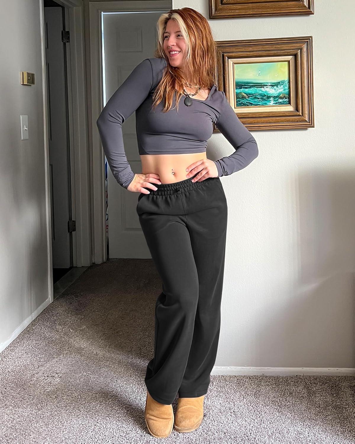 imageG4Free Smoofit Modal Soft Wide Leg Sweatpants Yoga Pants with Pockets Drawcord Casual Lounge Pants PetiteRegularTallBlack