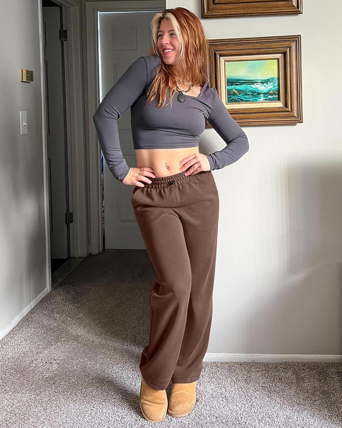 imageG4Free Smoofit Modal Soft Wide Leg Sweatpants Yoga Pants with Pockets Drawcord Casual Lounge Pants PetiteRegularTallDark Coffee
