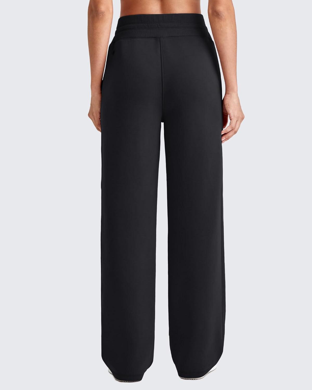 imageG4Free Smoofit Modal Soft Wide Leg Sweatpants for Women High Waist Drawstring Casual Lounge Pants with PocketsBlack