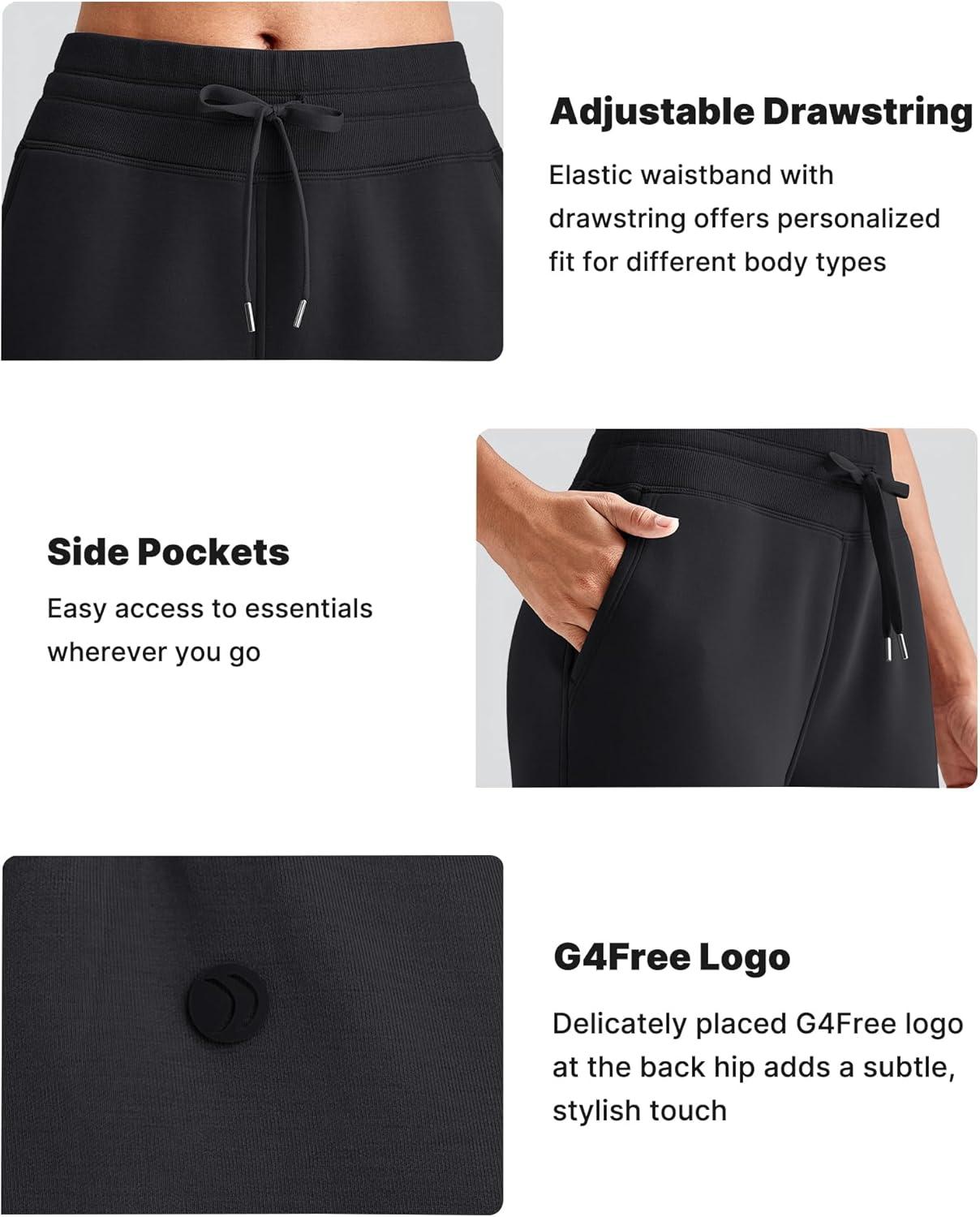 imageG4Free Smoofit Modal Soft Wide Leg Sweatpants for Women High Waist Drawstring Casual Lounge Pants with PocketsBlack