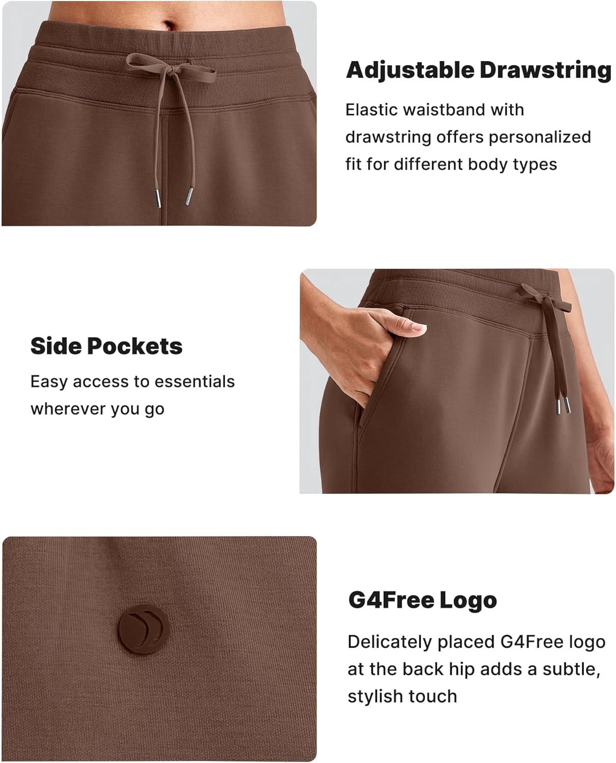 imageG4Free Smoofit Modal Soft Wide Leg Sweatpants for Women High Waist Drawstring Casual Lounge Pants with PocketsDark Coffee