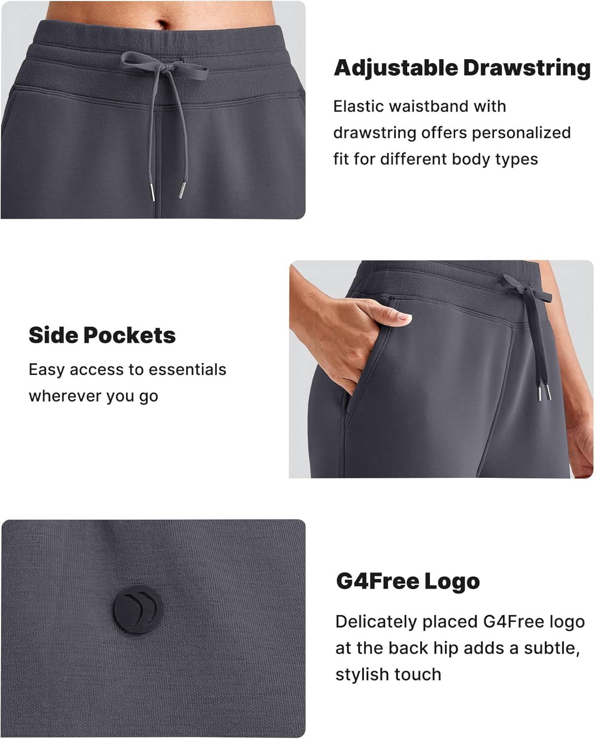 imageG4Free Smoofit Modal Soft Wide Leg Sweatpants for Women High Waist Drawstring Casual Lounge Pants with PocketsDeep Grey