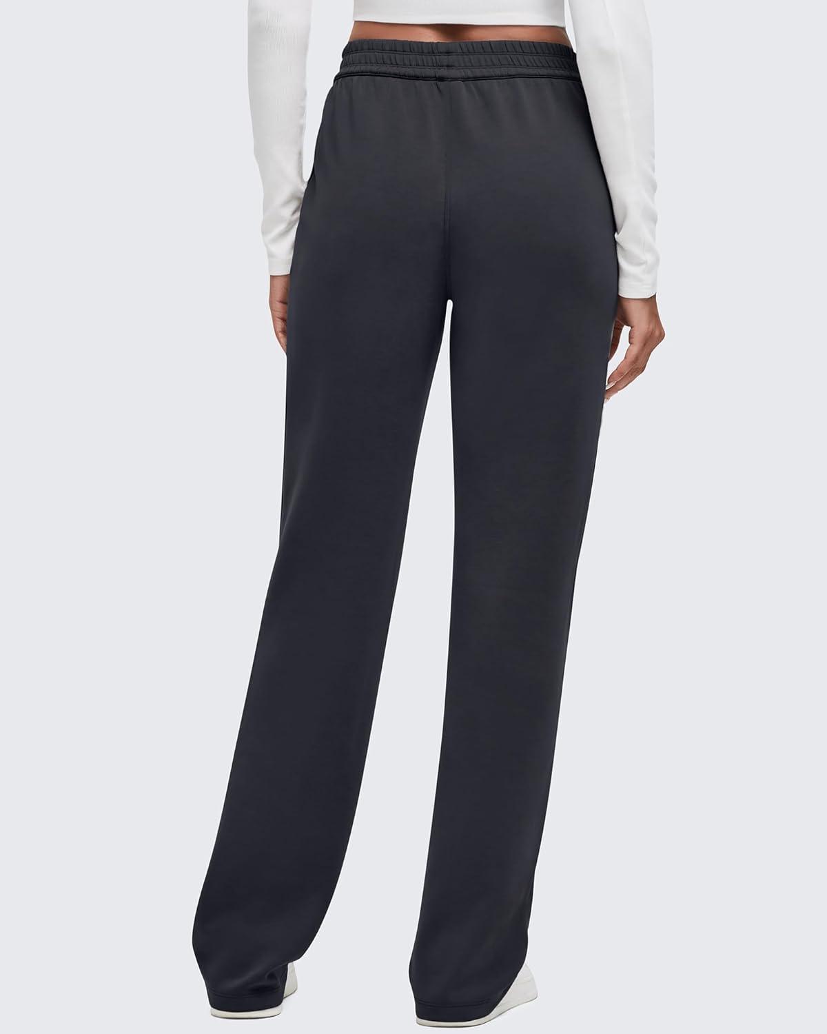 imageG4Free Smoofit Modal Soft Wide Leg Sweatpants for Women High Waisted Casual Lounge Travel Pants with PocketsBlack