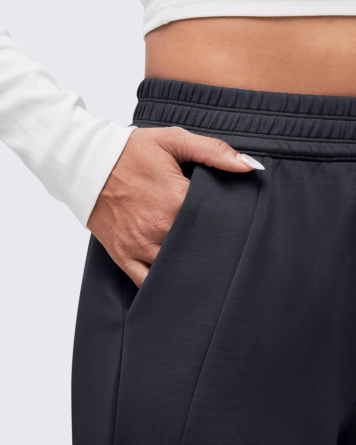 imageG4Free Smoofit Modal Soft Wide Leg Sweatpants for Women High Waisted Casual Lounge Travel Pants with PocketsBlack