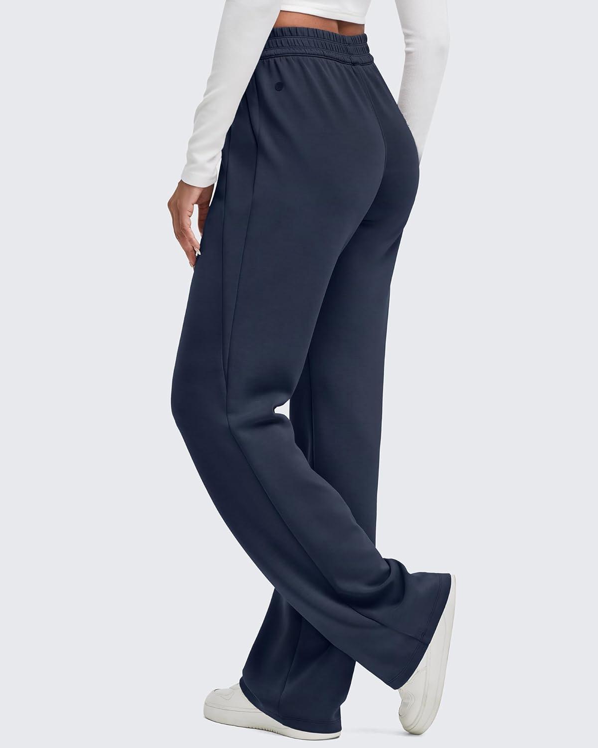 imageG4Free Smoofit Modal Soft Wide Leg Sweatpants for Women High Waisted Casual Lounge Travel Pants with PocketsDark Blue