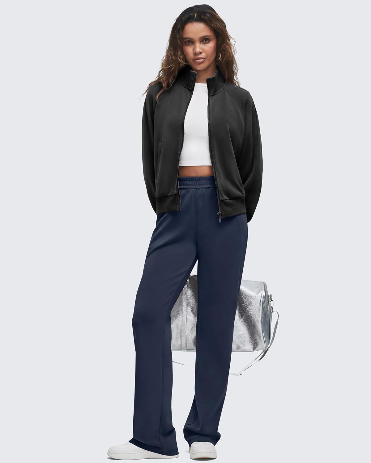 imageG4Free Smoofit Modal Soft Wide Leg Sweatpants for Women High Waisted Casual Lounge Travel Pants with PocketsDark Blue