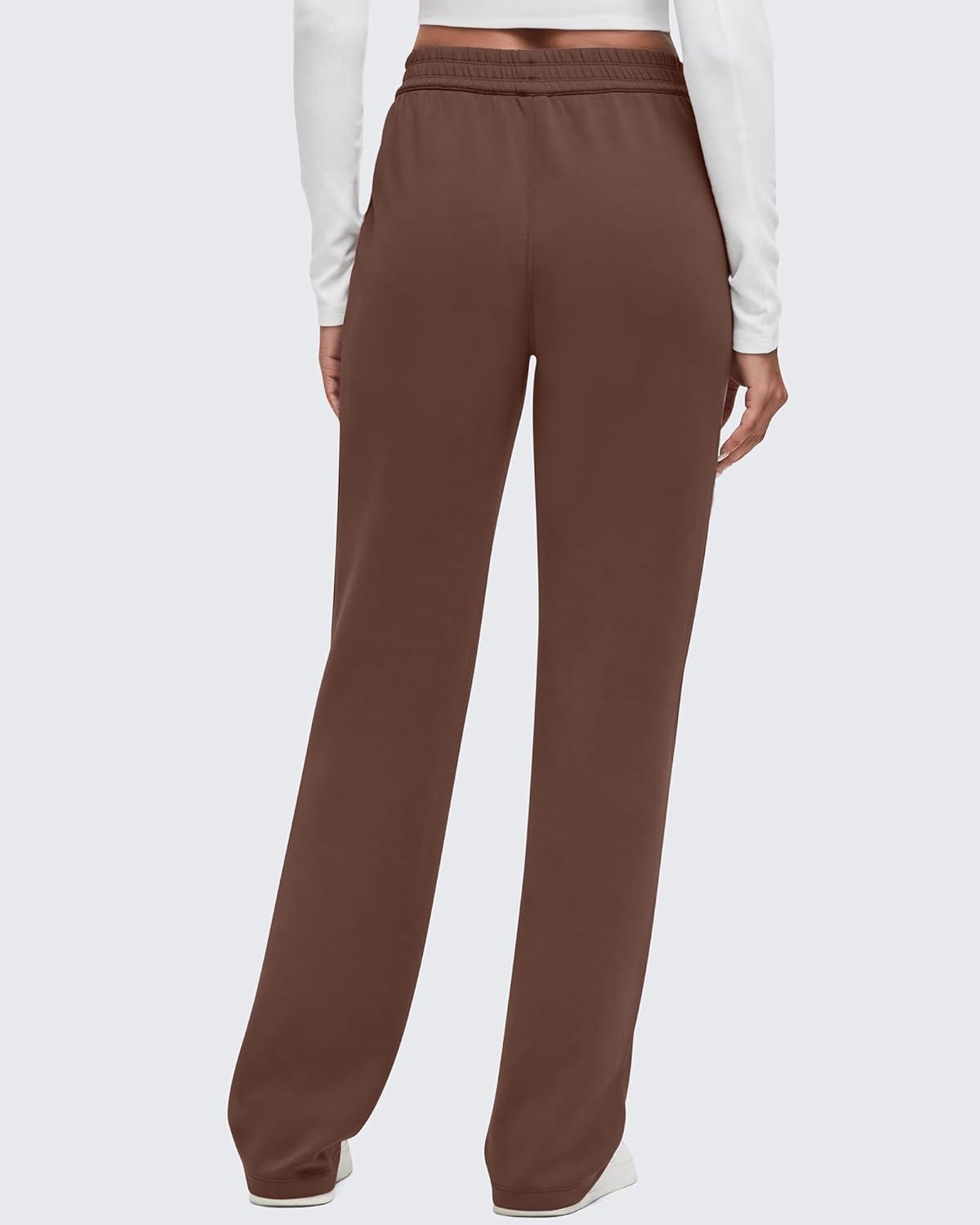 imageG4Free Smoofit Modal Soft Wide Leg Sweatpants for Women High Waisted Casual Lounge Travel Pants with PocketsDark Coffee