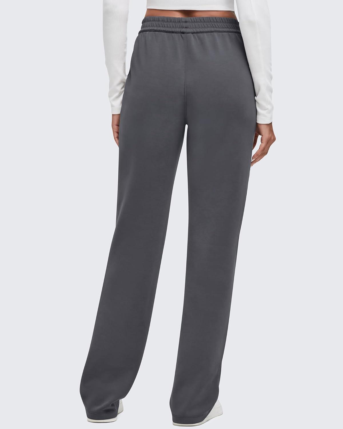 imageG4Free Smoofit Modal Soft Wide Leg Sweatpants for Women High Waisted Casual Lounge Travel Pants with PocketsDark Grey