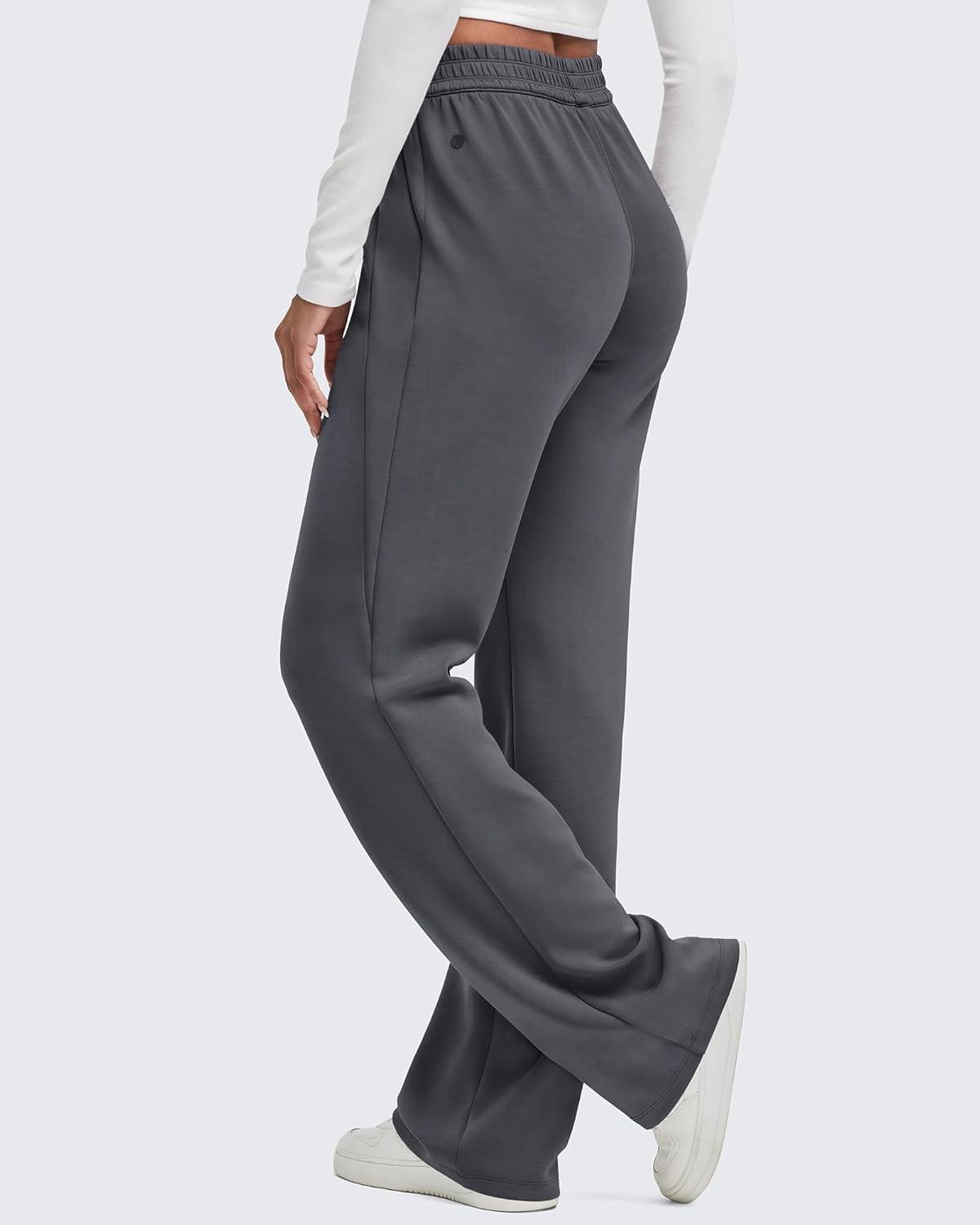imageG4Free Smoofit Modal Soft Wide Leg Sweatpants for Women High Waisted Casual Lounge Travel Pants with PocketsDark Grey