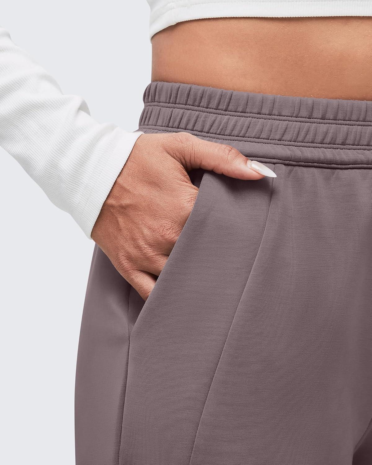 imageG4Free Smoofit Modal Soft Wide Leg Sweatpants for Women High Waisted Casual Lounge Travel Pants with PocketsTaupe