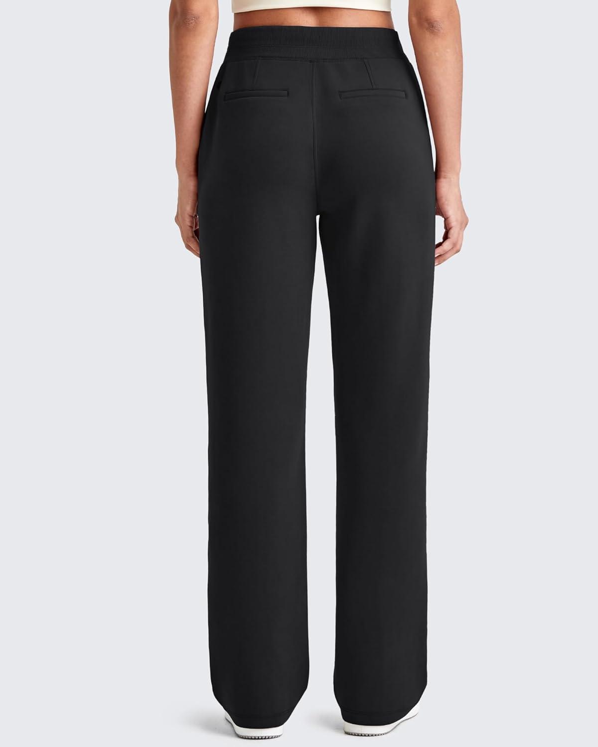 imageG4Free Smoofit Modal Soft Women Wide Leg Sweatpants Drawstring Casual Lounge Dress Pants with Pockets PetiteRegularTallBlack