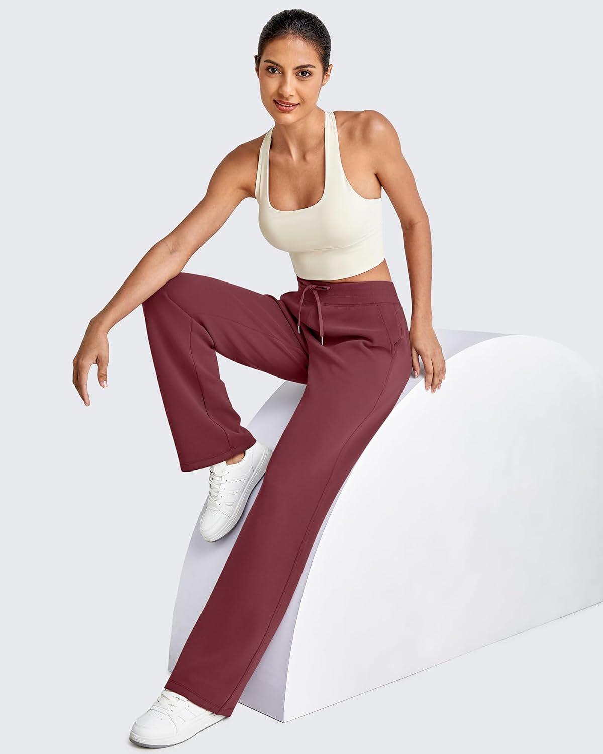 imageG4Free Smoofit Modal Soft Women Wide Leg Sweatpants Drawstring Casual Lounge Dress Pants with Pockets PetiteRegularTallDark Burgundy