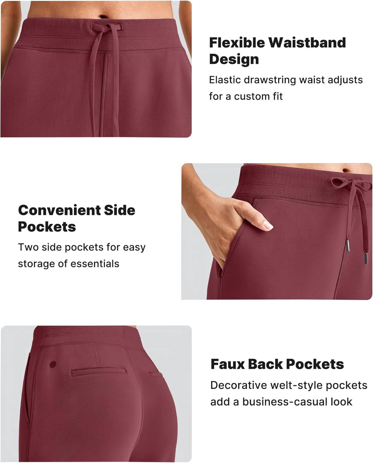 imageG4Free Smoofit Modal Soft Women Wide Leg Sweatpants Drawstring Casual Lounge Dress Pants with Pockets PetiteRegularTallDark Burgundy