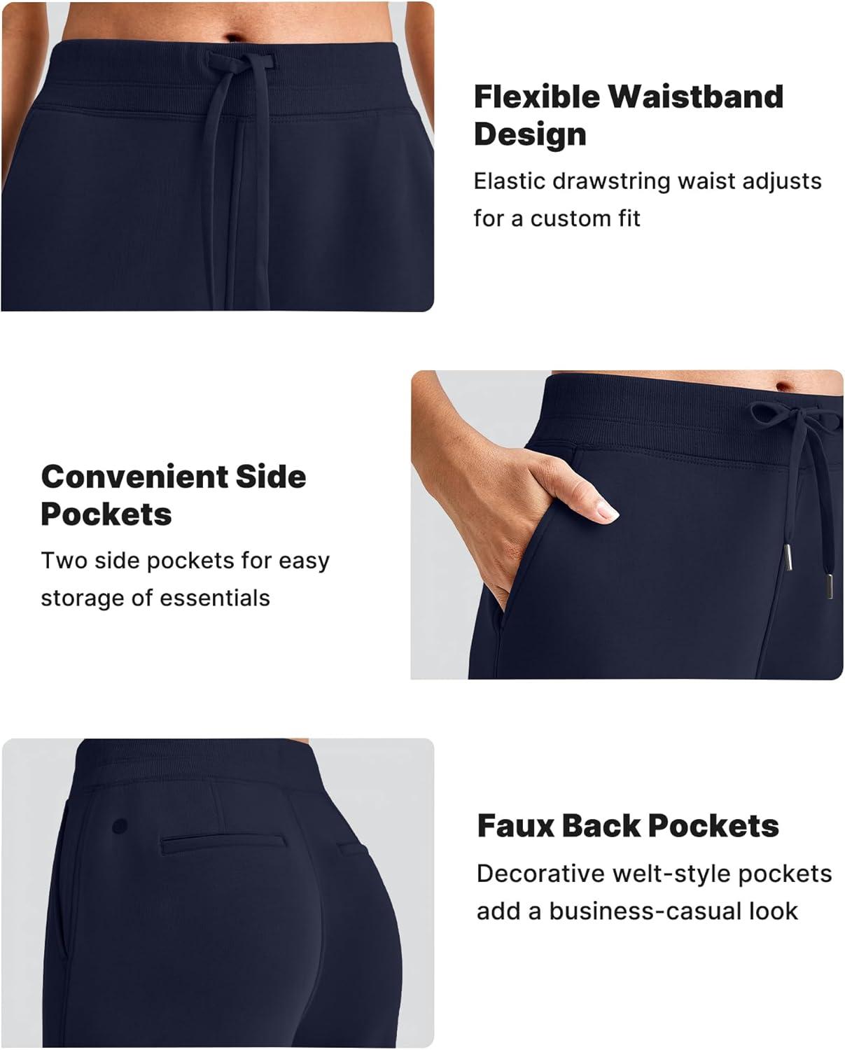 imageG4Free Smoofit Modal Soft Women Wide Leg Sweatpants Drawstring Casual Lounge Dress Pants with Pockets PetiteRegularTallDark Navy