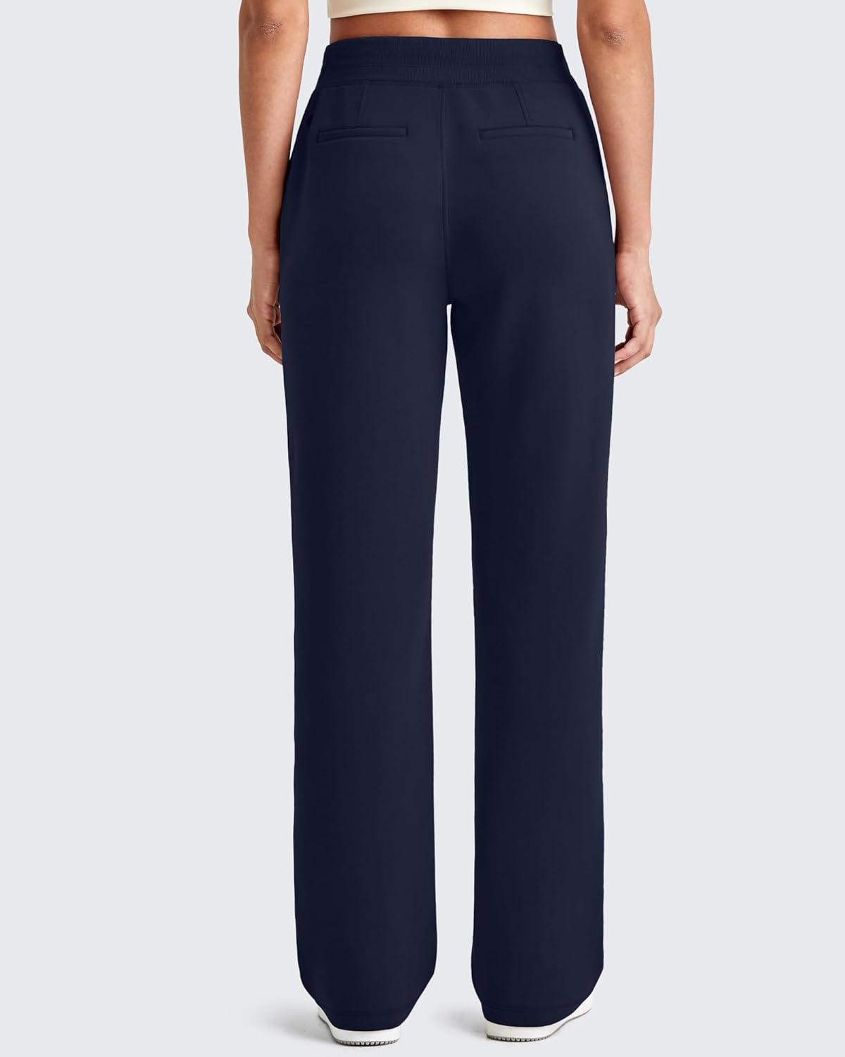 imageG4Free Smoofit Modal Soft Women Wide Leg Sweatpants Drawstring Casual Lounge Dress Pants with Pockets PetiteRegularTallDark Navy