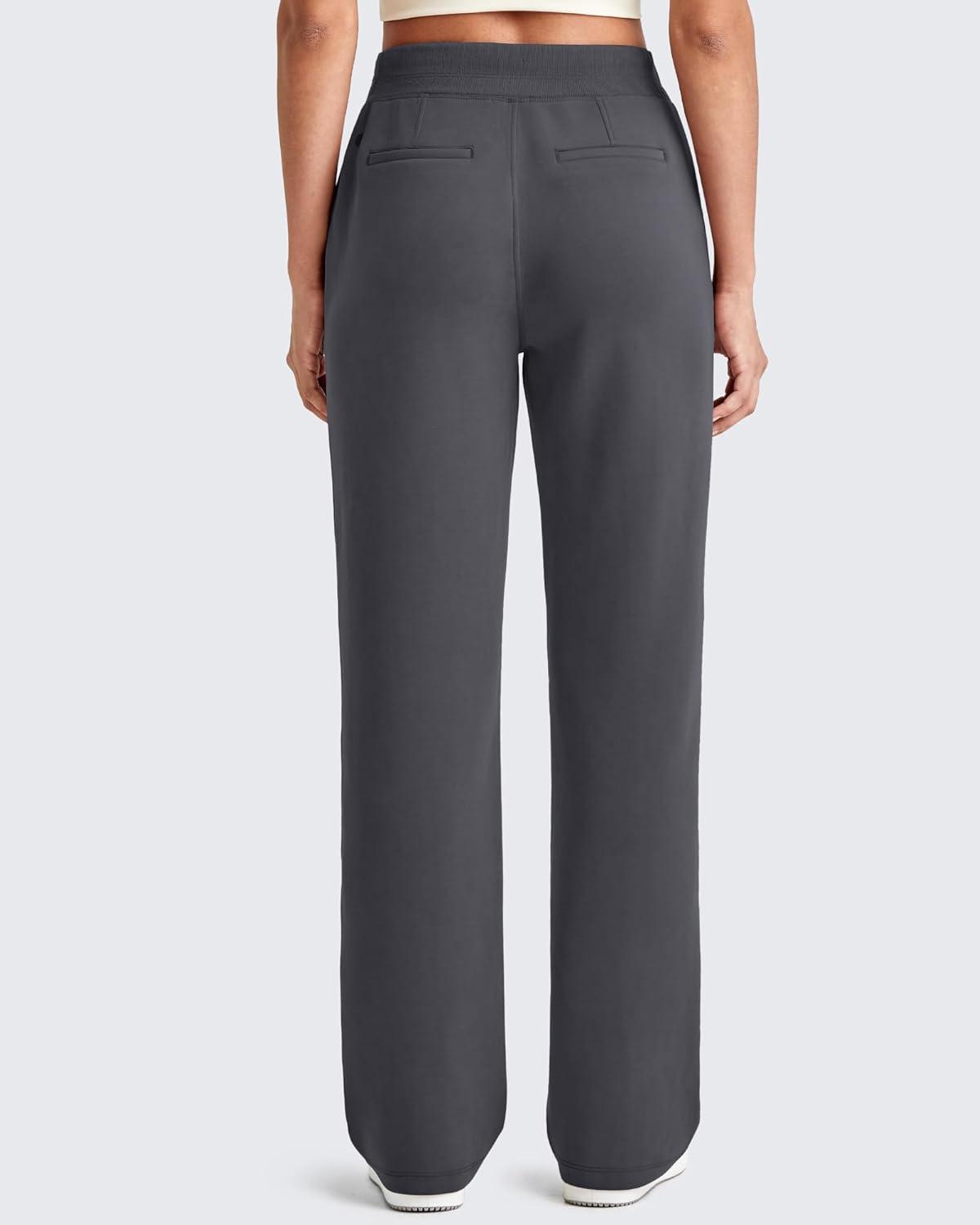 imageG4Free Smoofit Modal Soft Women Wide Leg Sweatpants Drawstring Casual Lounge Dress Pants with Pockets PetiteRegularTallDeep Grey