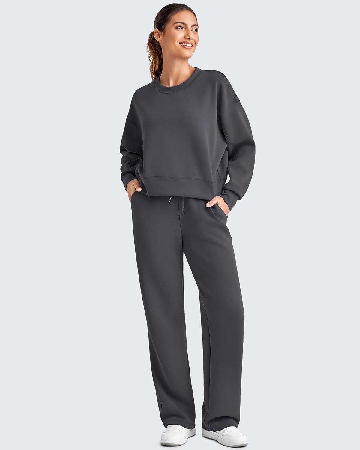 imageG4Free Smoofit Modal Soft Women Wide Leg Sweatpants Drawstring Casual Lounge Dress Pants with Pockets PetiteRegularTallDeep Grey