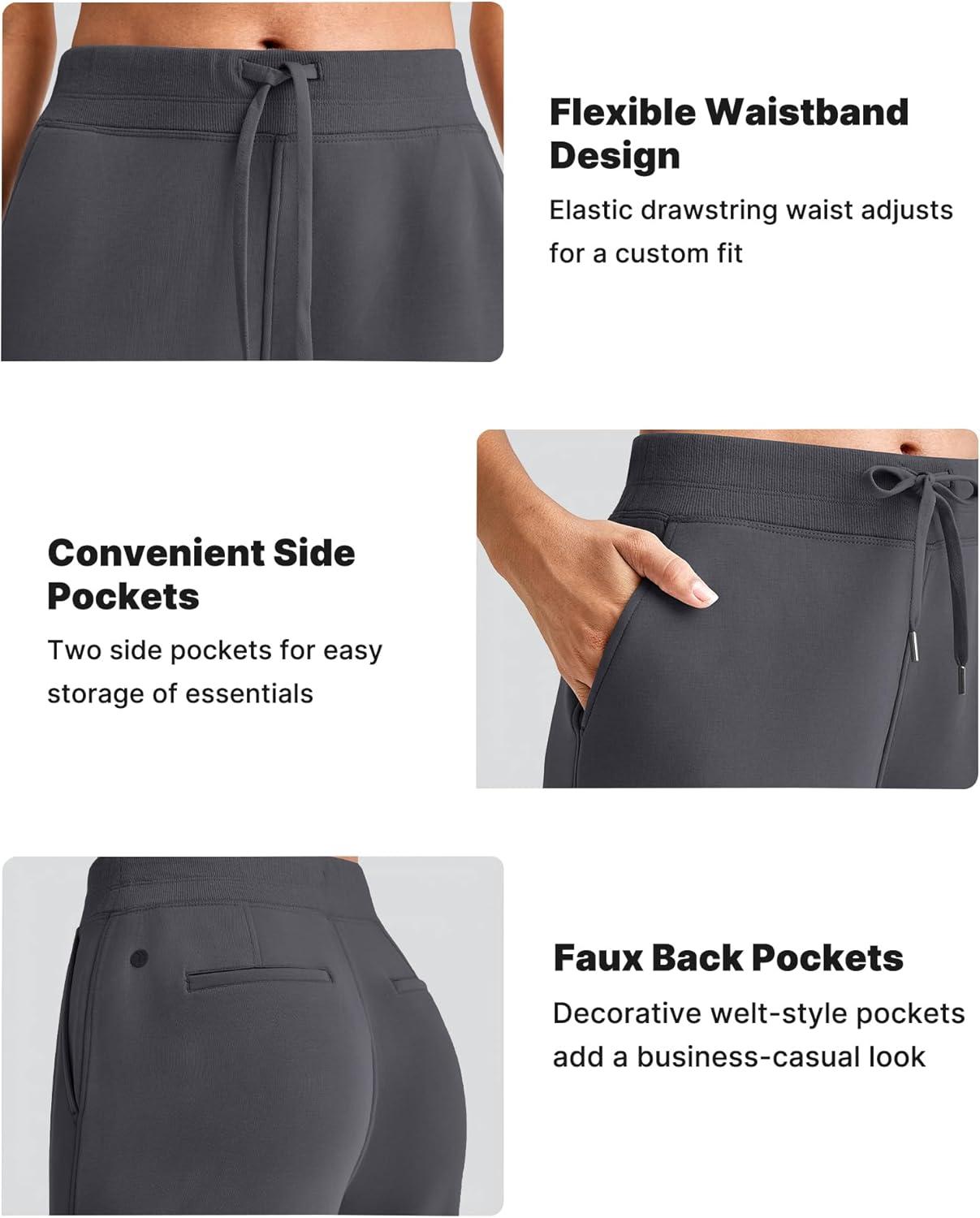 imageG4Free Smoofit Modal Soft Women Wide Leg Sweatpants Drawstring Casual Lounge Dress Pants with Pockets PetiteRegularTallDeep Grey