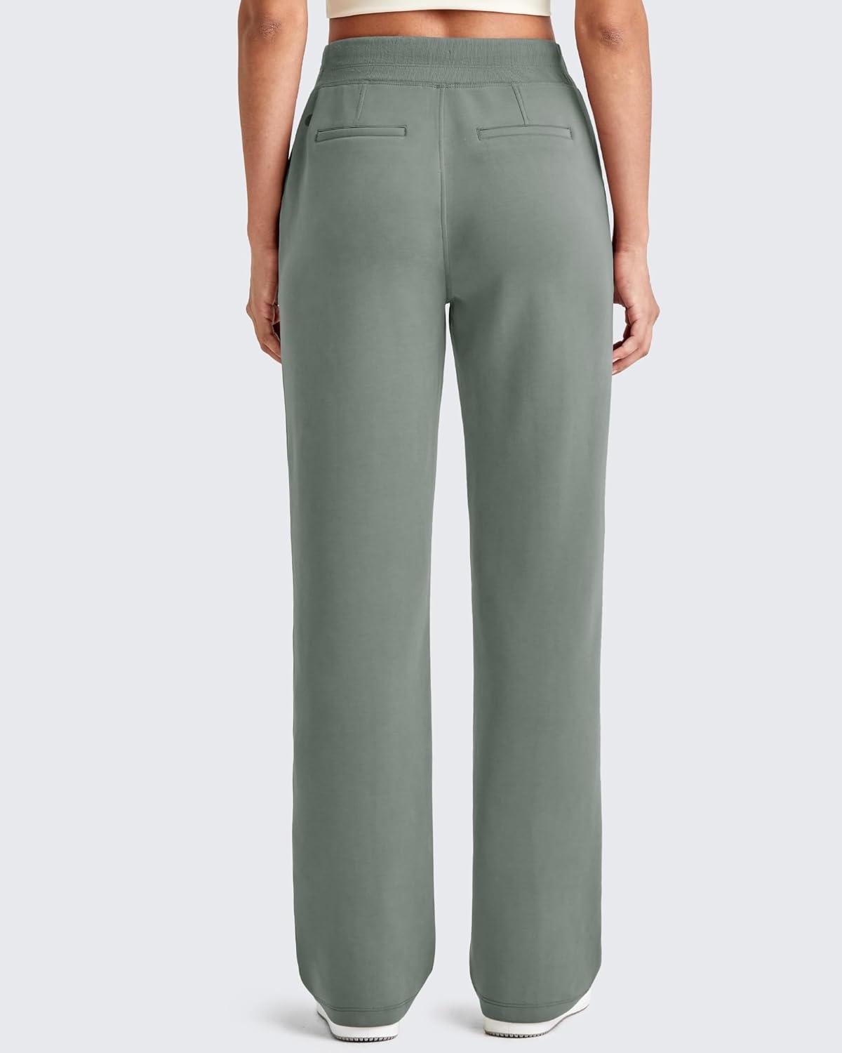 imageG4Free Smoofit Modal Soft Women Wide Leg Sweatpants Drawstring Casual Lounge Dress Pants with Pockets PetiteRegularTallGrey Sage