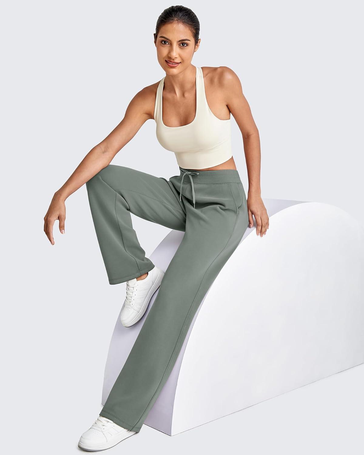 imageG4Free Smoofit Modal Soft Women Wide Leg Sweatpants Drawstring Casual Lounge Dress Pants with Pockets PetiteRegularTallGrey Sage