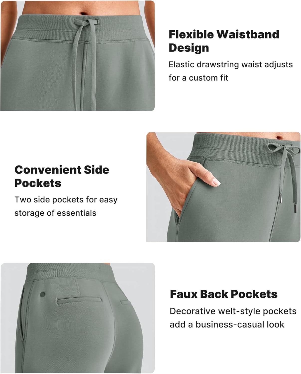 imageG4Free Smoofit Modal Soft Women Wide Leg Sweatpants Drawstring Casual Lounge Dress Pants with Pockets PetiteRegularTallGrey Sage