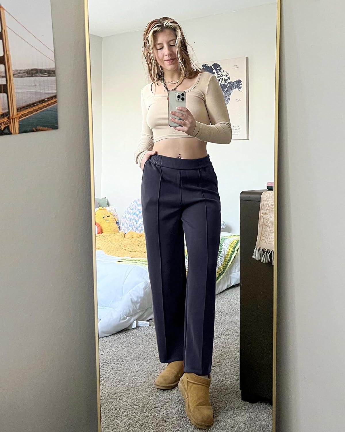 imageG4Free Smoofit Modal Soft Women Wide Leg Sweatpants with Pockets Yoga Pants Casual Lounge Trousers 25quot27quot29quot31quot33quotDark Blue