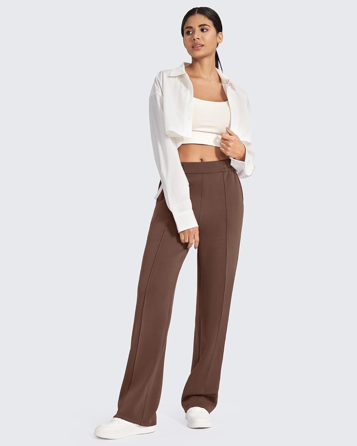 imageG4Free Smoofit Modal Soft Women Wide Leg Sweatpants with Pockets Yoga Pants Casual Lounge Trousers 25quot27quot29quot31quot33quotDark Coffee