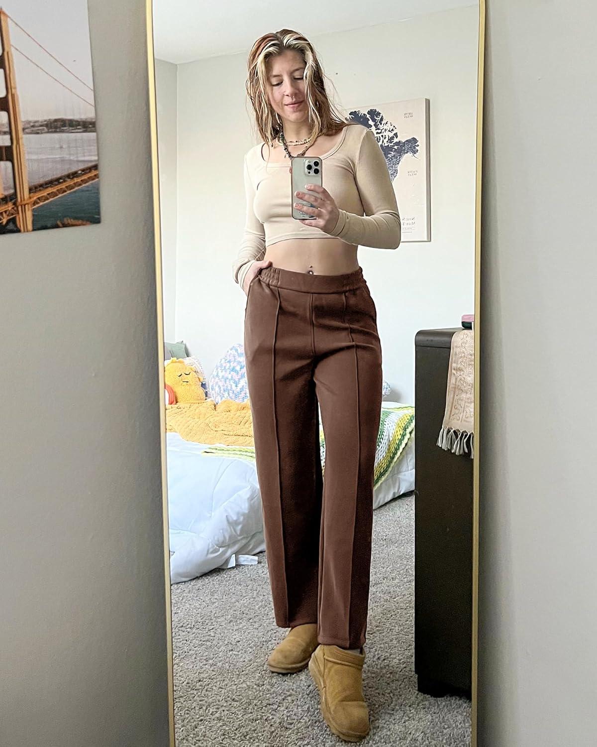 imageG4Free Smoofit Modal Soft Women Wide Leg Sweatpants with Pockets Yoga Pants Casual Lounge Trousers 25quot27quot29quot31quot33quotDark Coffee