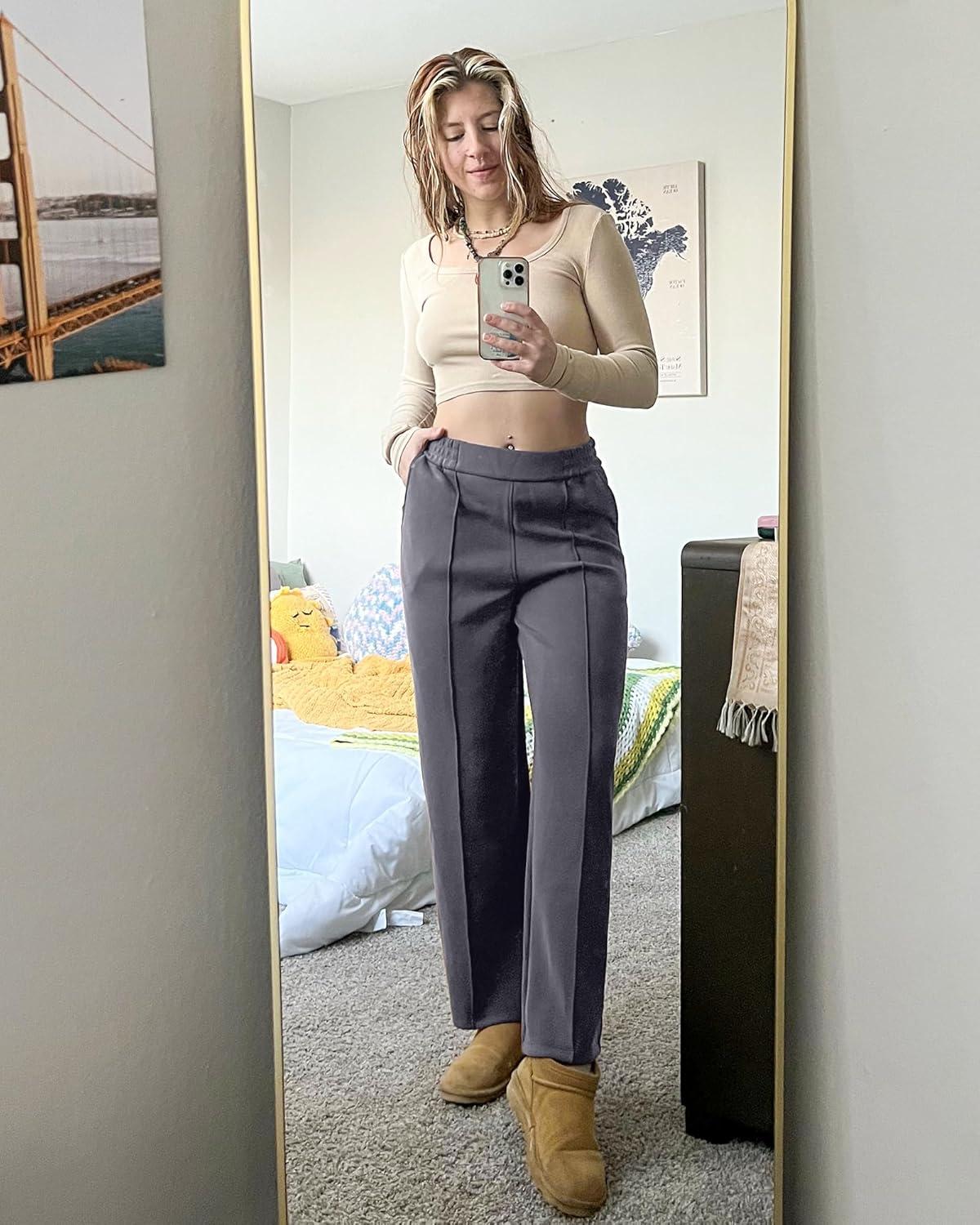 imageG4Free Smoofit Modal Soft Women Wide Leg Sweatpants with Pockets Yoga Pants Casual Lounge Trousers 25quot27quot29quot31quot33quotDark Grey