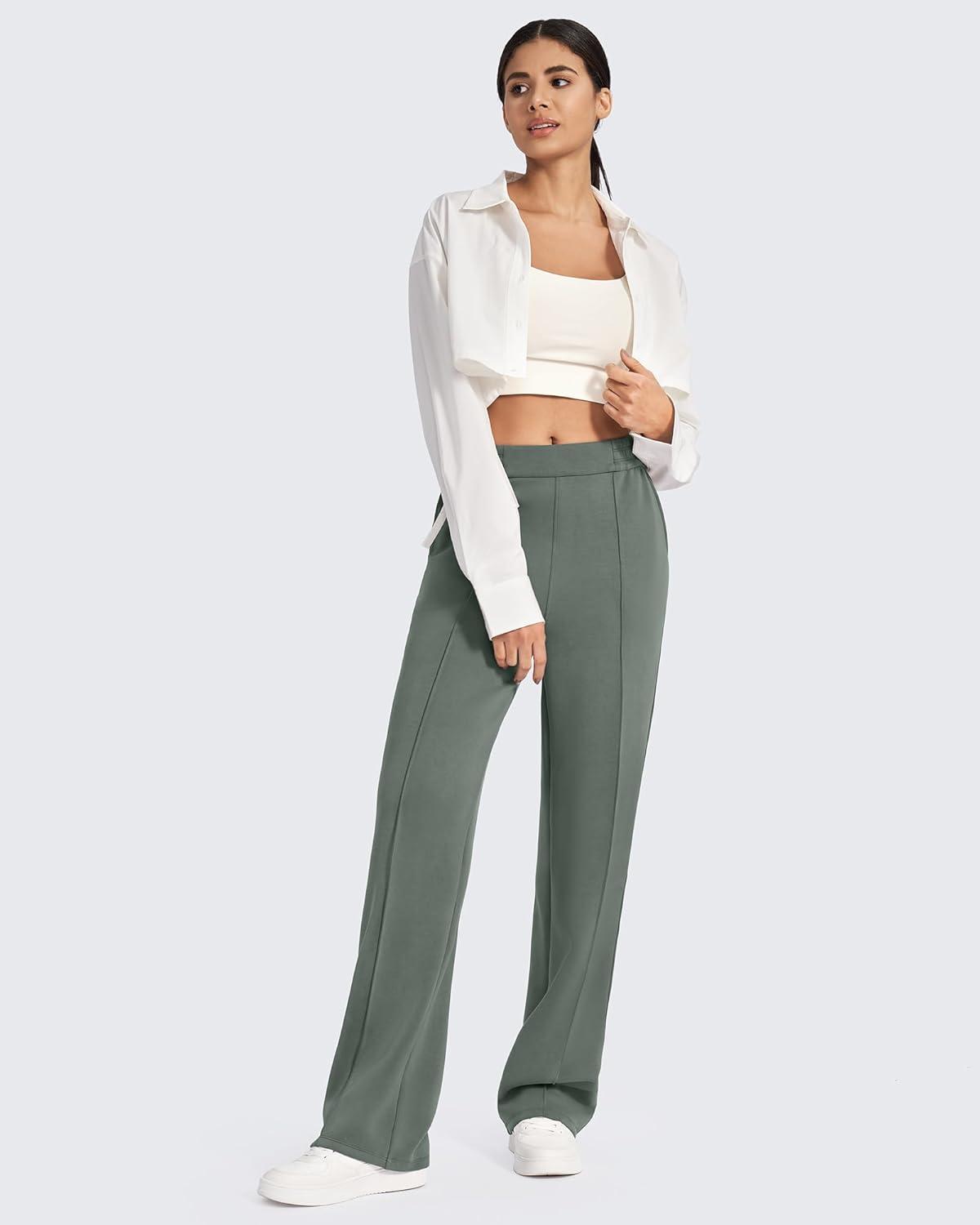 imageG4Free Smoofit Modal Soft Women Wide Leg Sweatpants with Pockets Yoga Pants Casual Lounge Trousers 25quot27quot29quot31quot33quotGrey Sage