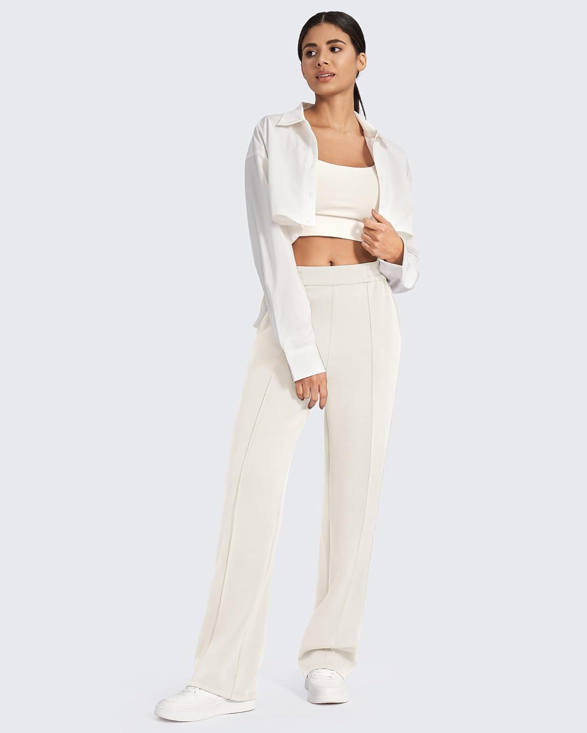 imageG4Free Smoofit Modal Soft Women Wide Leg Sweatpants with Pockets Yoga Pants Casual Lounge Trousers 25quot27quot29quot31quot33quotIvory