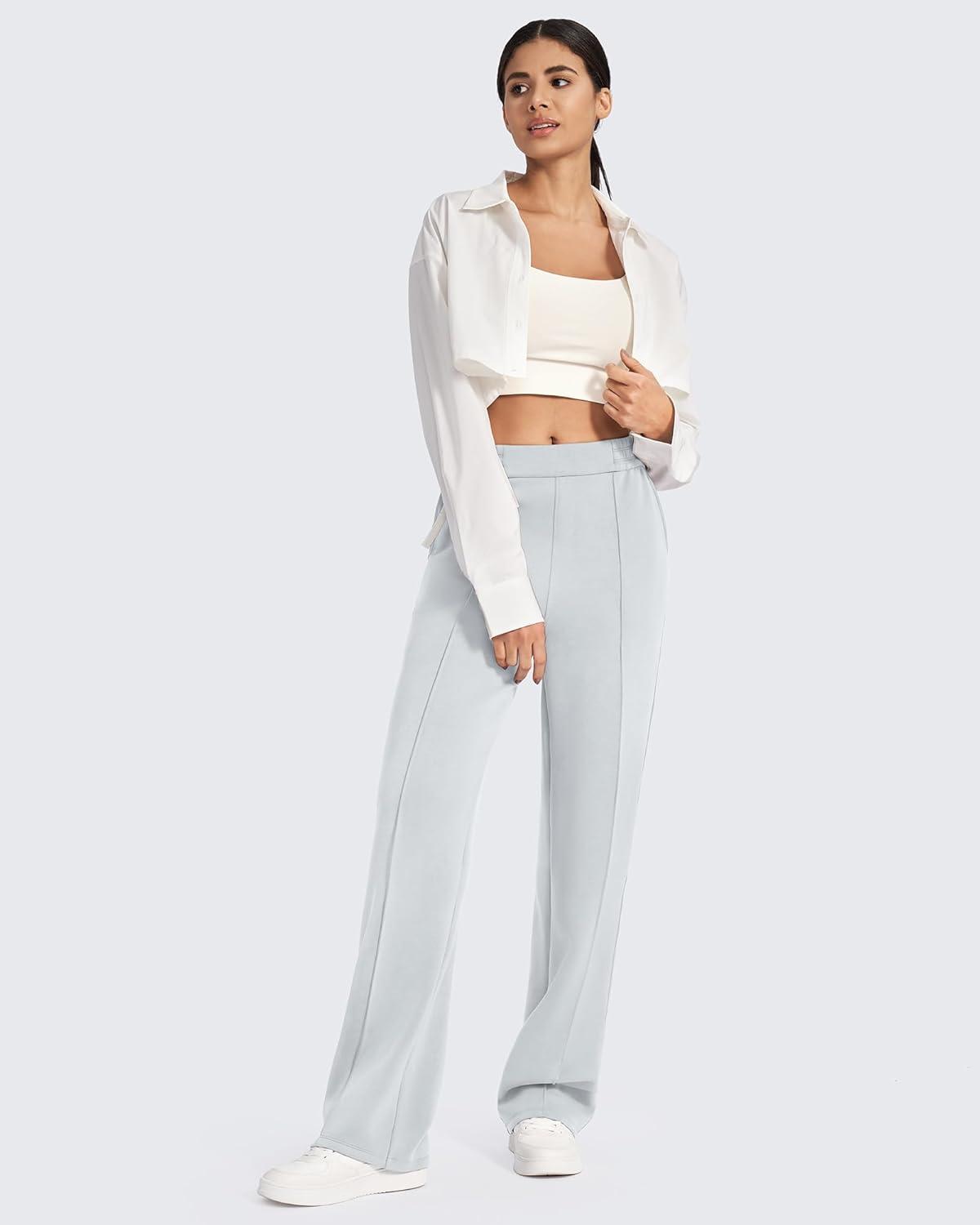imageG4Free Smoofit Modal Soft Women Wide Leg Sweatpants with Pockets Yoga Pants Casual Lounge Trousers 25quot27quot29quot31quot33quotLight Gray