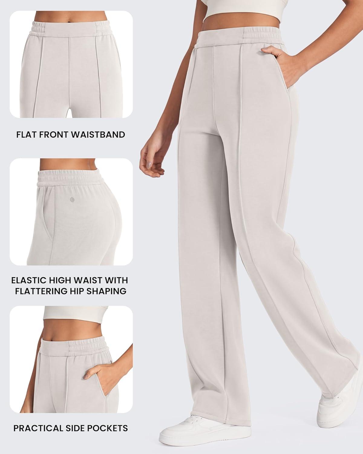 imageG4Free Smoofit Modal Soft Women Wide Leg Sweatpants with Pockets Yoga Pants Casual Lounge Trousers 25quot27quot29quot31quot33quotMocha