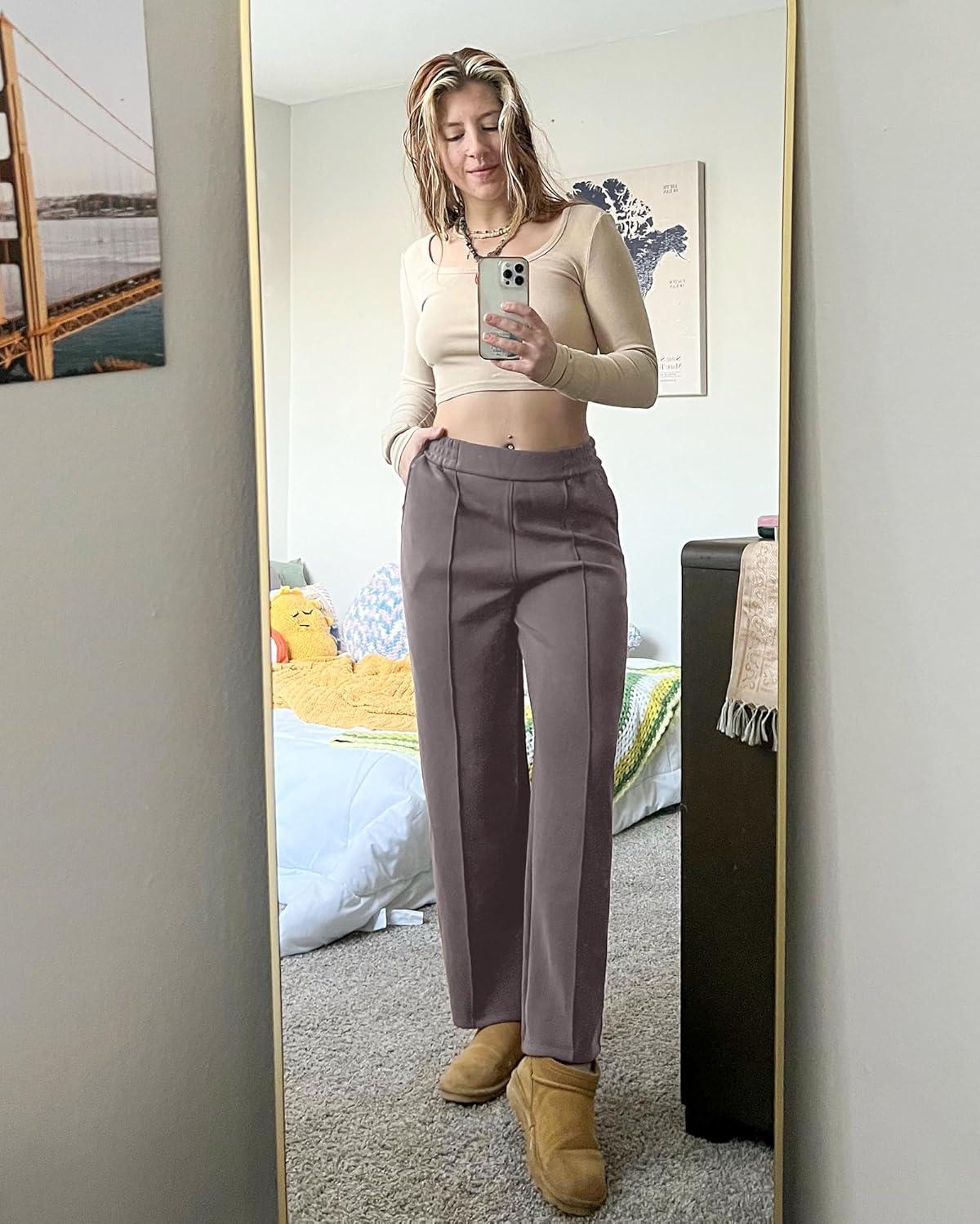 imageG4Free Smoofit Modal Soft Women Wide Leg Sweatpants with Pockets Yoga Pants Casual Lounge Trousers 25quot27quot29quot31quot33quotTaupe